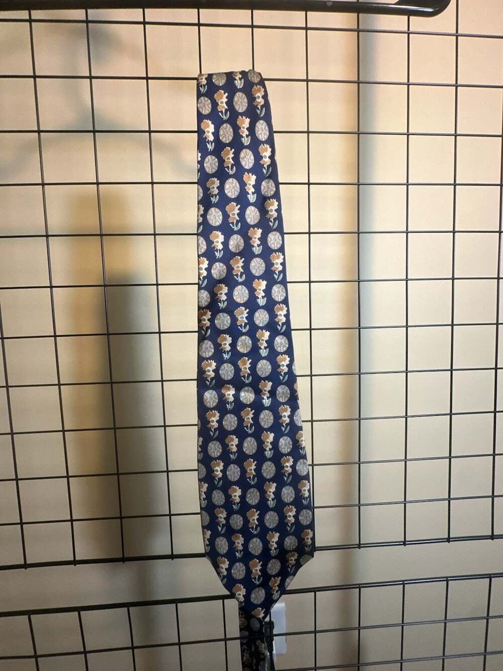 Torriani Vintage Silk Necktie with Floral and Geometric Pattern, Made in Italy